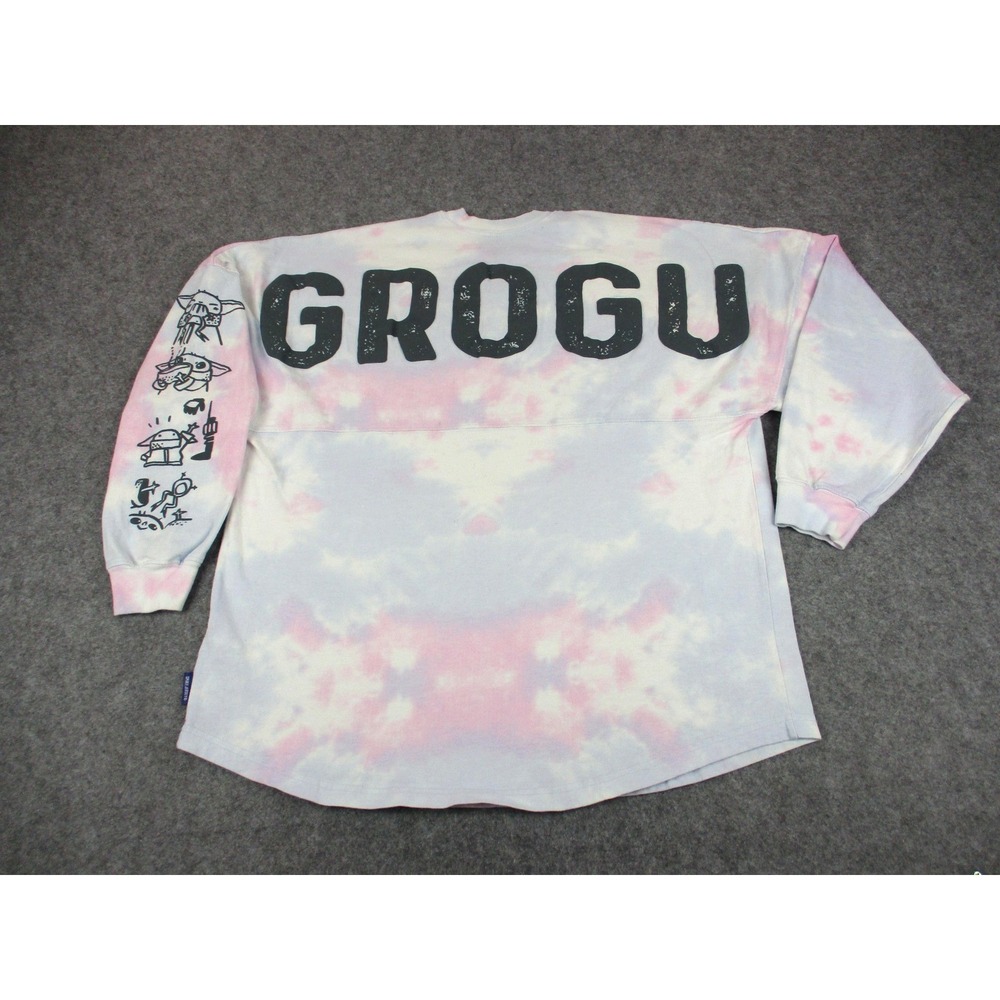 Disney Shirt Womens Large Blue Mandalorian Grogu Star Wars Tie Dye Spirit Jersey